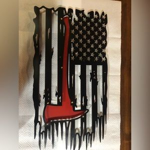 Made to Order Metal Art Firefighter Flag
